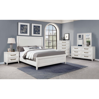 Denina 5-piece Eastern King Bedroom Set Distressed White