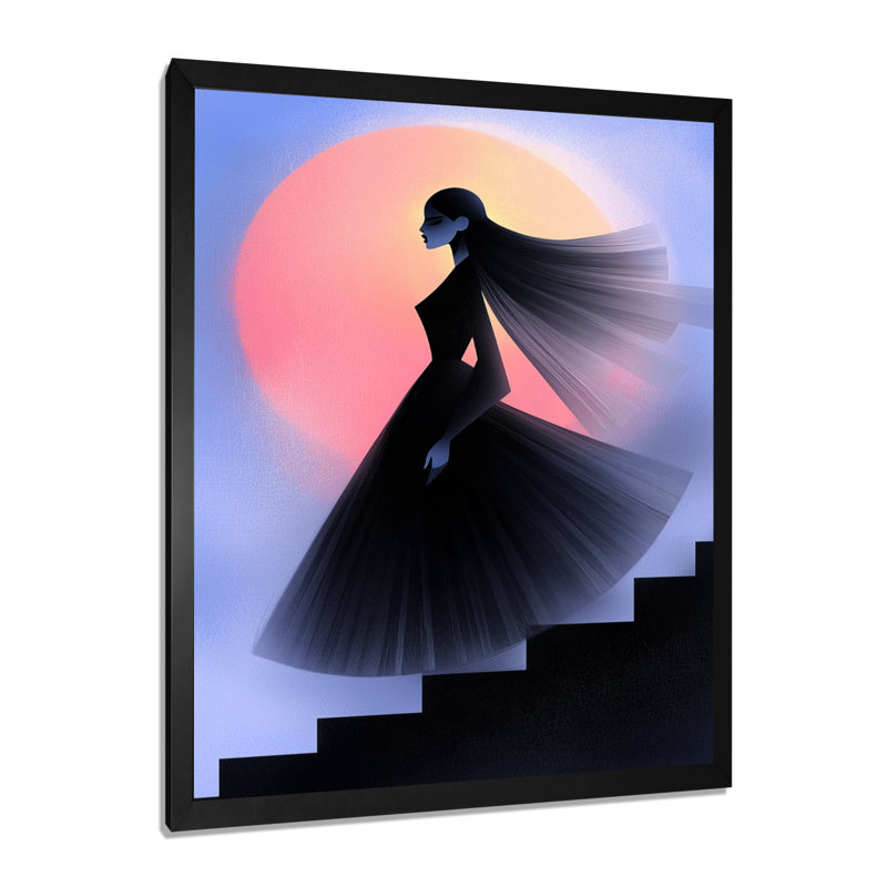 Alline - art mural sur toile tendance, H 32 po x l 16 po, Noir, noir, noir, noir, Reproduction encadrée d'une seule photo