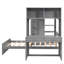 Lit mezzanine simple avec lit autonome, tablettes, bureau et garde-robe-210890920