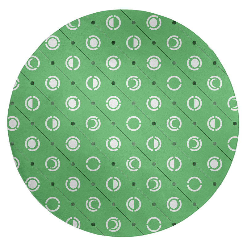 Chenille Geometric Indoor Rug, Round 5'