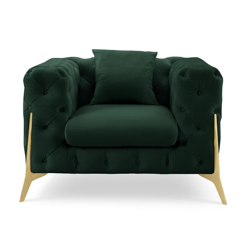 Akeiba Velvet Armchair, Green