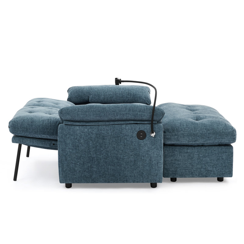 Fauteuils inclinables modernes avec rangement, canapé deux places réglable en chenille bleue pour la maison, Bleu