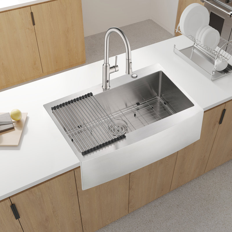 Apron Single Bowl Kitchen Sink 33X22x10" - Stainless Steel T304 Dent- Rust & Stain Proof Easy To Clean 16 Gauge Brushed Nickel Appearance Style Efficiently