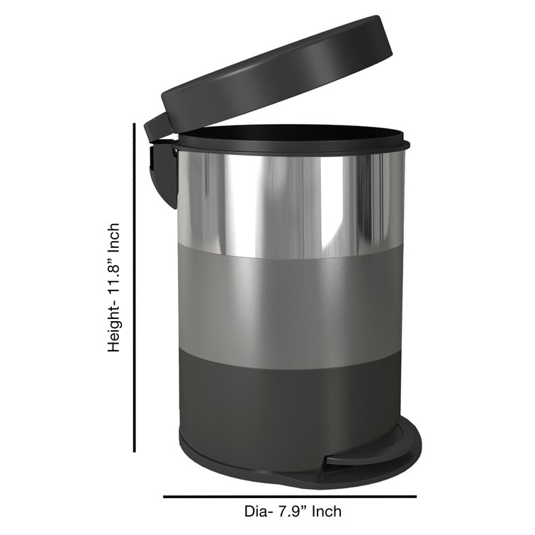 2.1/3.2 Gallon Modern Round Waste Basket | Garbage Can with Removable  Plastic Bin Liner