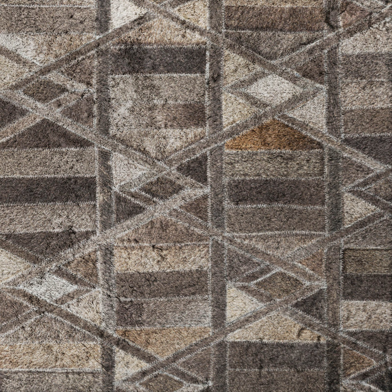 Premium Machine Washable Dream Shag ADS99 Diamond Tracks Rug, Gray, 3' x 5'