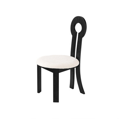 Vintage Rubber Solid Wood Dining Chair, Sheep Plush Dining Chair, Armless Dining Chair