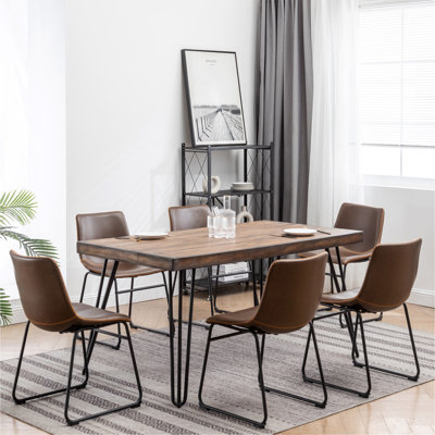Industrial 7-Piece Dining Set, Antique Brown