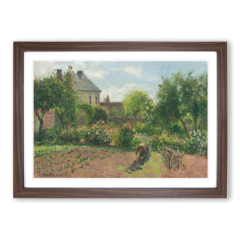Garden at Eragny by Camille Pissarro - Framed Print, 48cm H x 65cm W x 2cm D, Walnut Framed