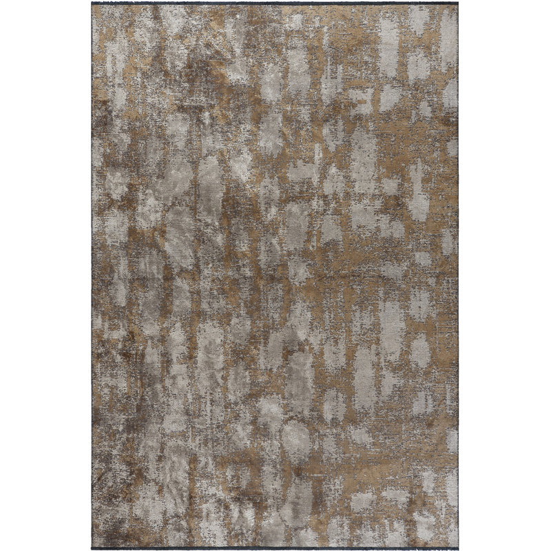 Rapture Abstract Flatweave Gray/Mink Brown Area Rug, Rectangle 7'10" x 9'10"