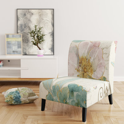 Vintage Floral Birdcage II - Traditional Upholstered Slipper Chair