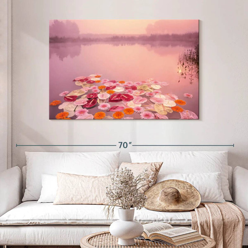 Alvord floral lac rose, H 32 po x l 48 po
