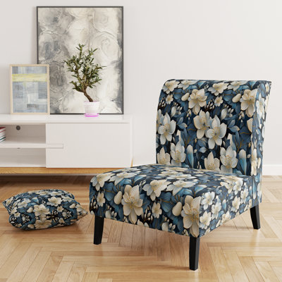Fauteuil de chambre rembourré Artistic Blue Magnolia Essence Beauty
