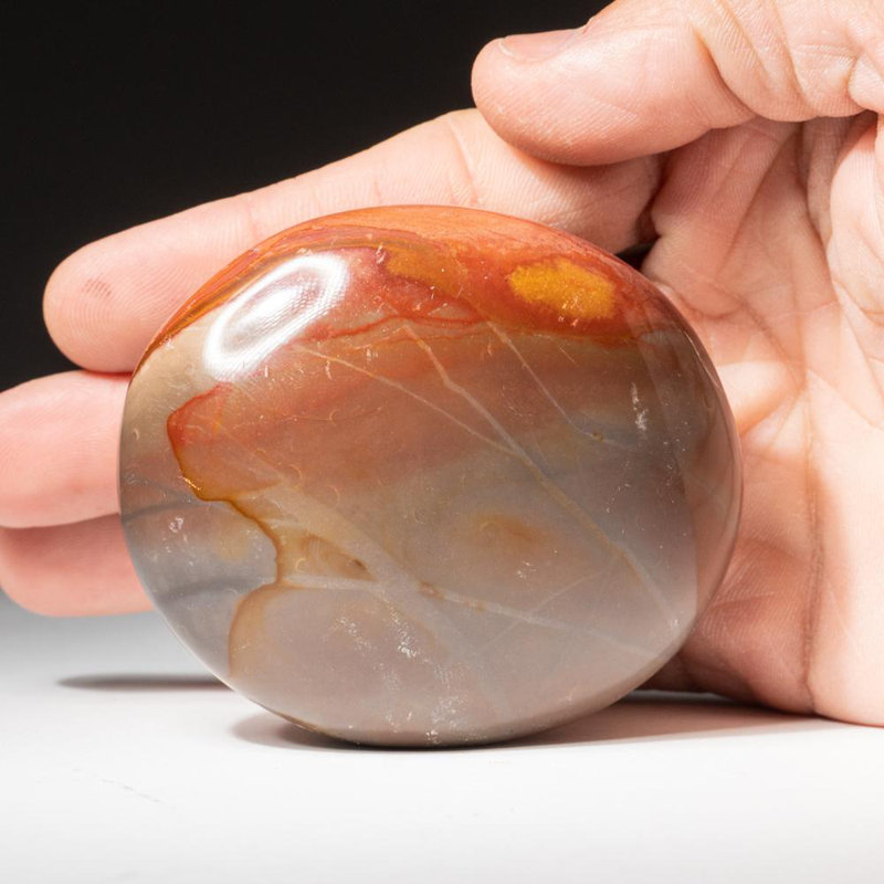 Polished Carnelian Palm Crystal from Brazil, Tan, 2" H x 1.5" W x 2.5" D