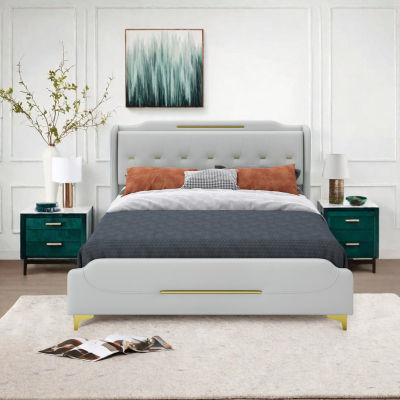 Lit pour chambre à coucher, Gris, Très grand