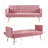 Pink Velvet Convertible Futon Sofa Bed, Tufted Sleeper Couch with Gold Legs for Living Room