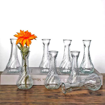 Ensemble de 8 vases à bourgeons en verre en vrac, petits vases en verre pour fleurs, mini vases à bourgeons transparents pour centres de table