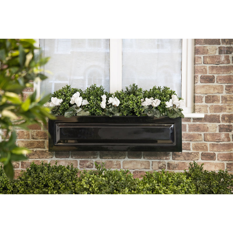Haldeman Fiberglass Window Box Planter, 23cm x 23cm x 91cm, Black