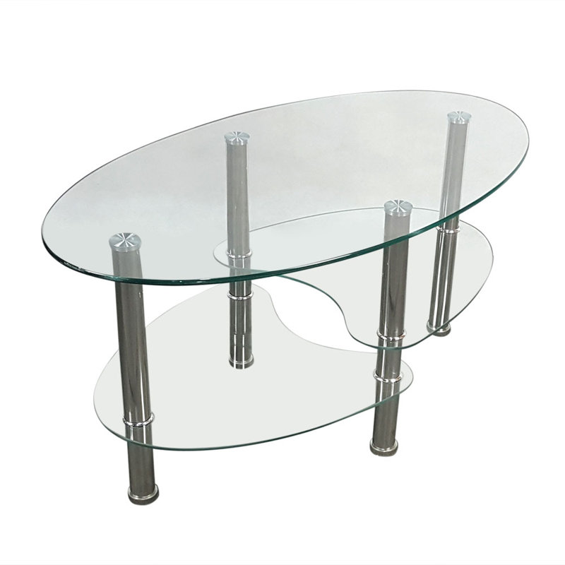 Table basse à quatre pieds avec rangement Thacher, Argent transparent