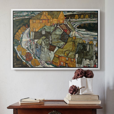 Croissant de maisons II (ville insulaire), 1915 - Egon Schiele, toile tendue avec châssis