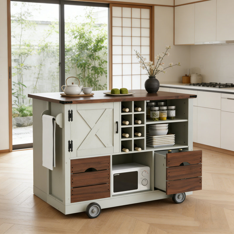 Îlot de cuisine 54 po avec abattant, Blanc
