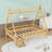 House Bed with Stairs and Roof-335136579-335136581
