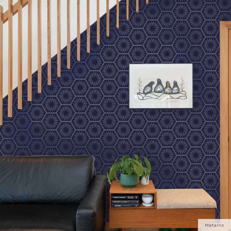 Bogomila 16.5' L x 20.5" W Peel and Stick Wallpaper Roll, 16.5" L x 20.5" W, Royal Blue