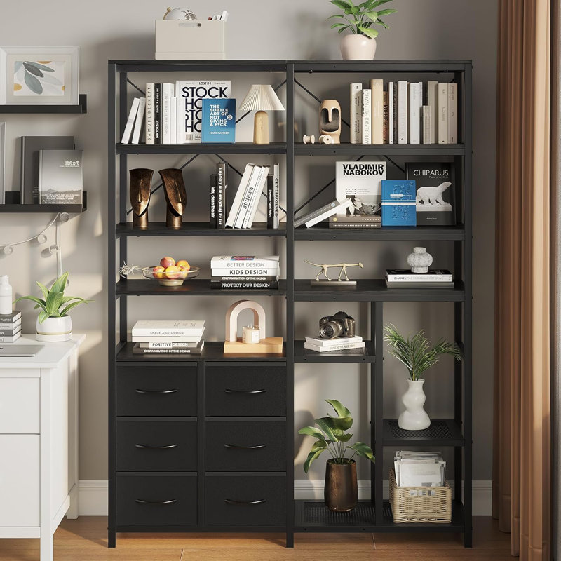 Bookcase With Six Drawers, Black