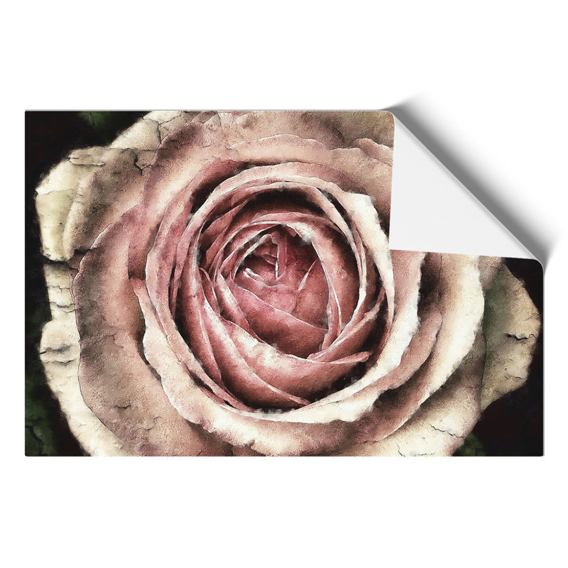 Pink Rose Flower Painting - Frameless Print, 21cm H x 30cm W x 0.1cm D