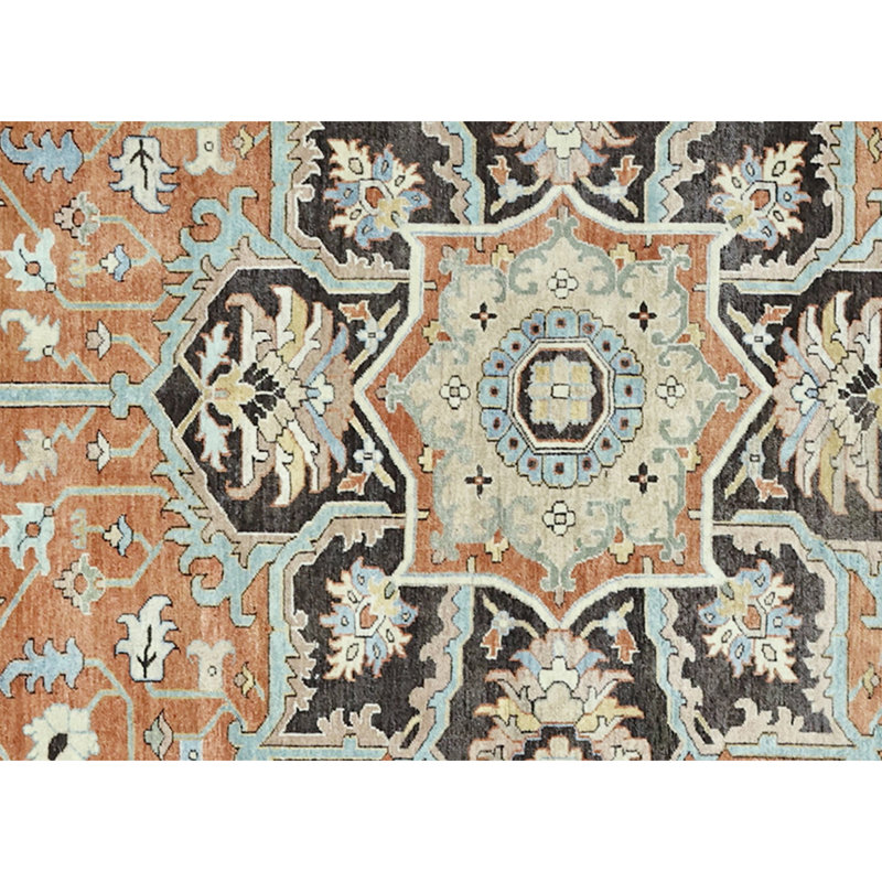 Hand Knotted Wool Area Rug in Rust, Rectangle 5' x 8'
