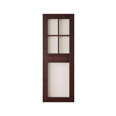 Porte de grange coulissante en bois massif non assemblé 30 po x 84 po à 5 verres de couleur acajou rouge 30 po x 84 po