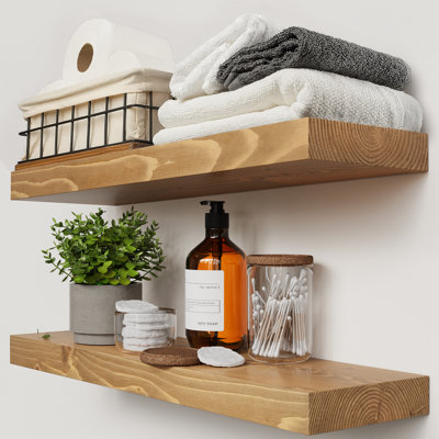 Solid Wood Floating Shelves, Wooden Shelves for Wall Storage