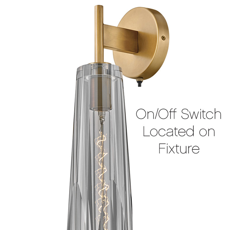 Fredrick Ramond Cosette Large Single Light Wall Sconce w/ Elongated Crystal-Cut Shade, Smoked Crystal