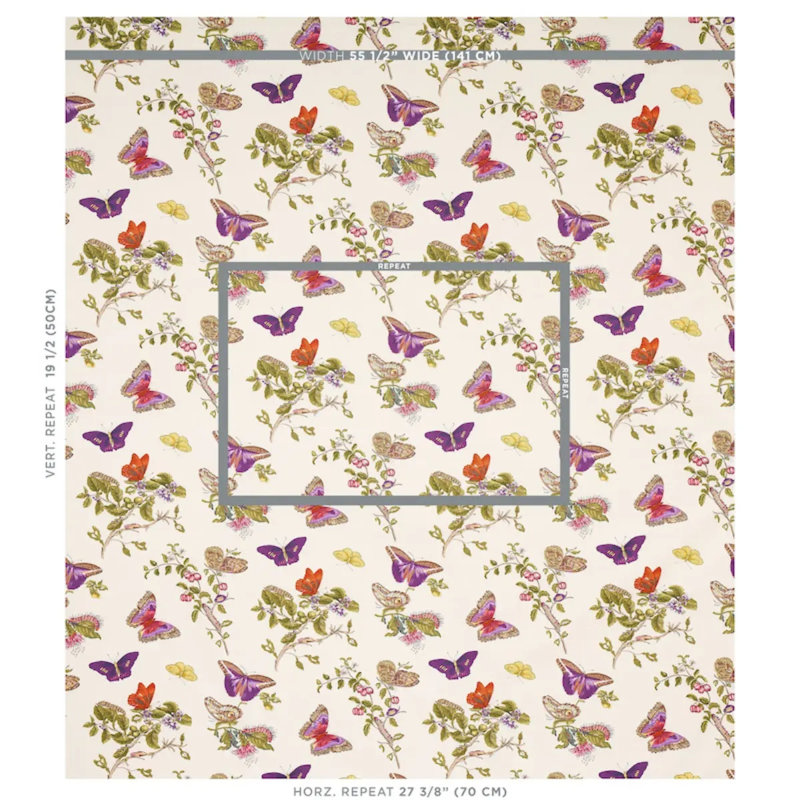 Baudin Butterfly Chintz Fabric, Purple