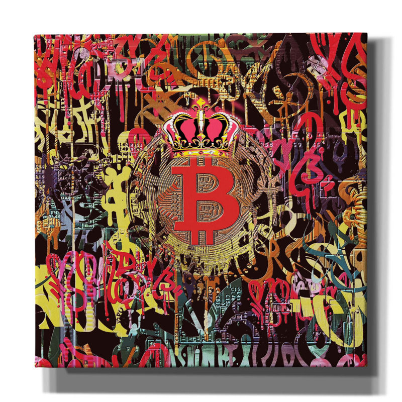 «Bitcoin Graffiti Art 6» par Irena Orlov, art mural sur toile, H 18 po x l 18 po x P 0,75 po