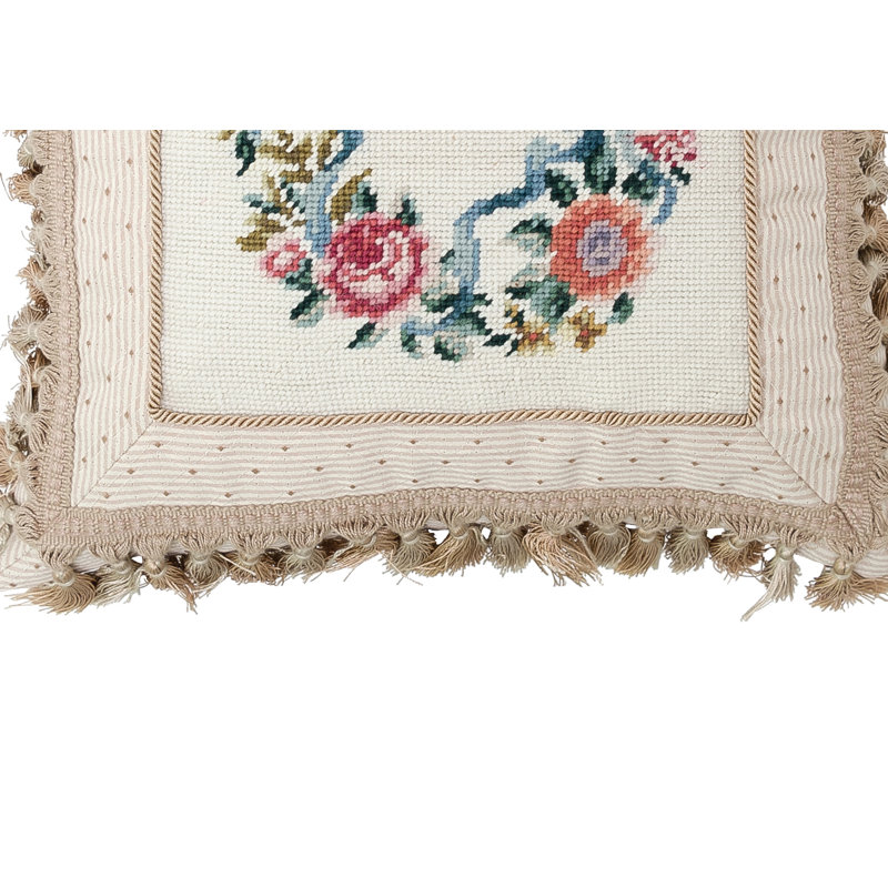 Floral Wreath Needlepoint Pillow
