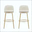 Tabouret de bar rembourré en métal - Structure à finition dorée avec tissu beige-1177411264