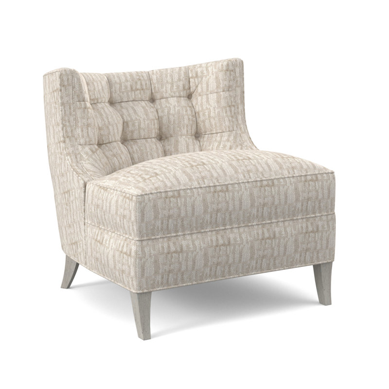 Chaise d'appoint avec coussin en polyester de 29 po de largeur Social, Bisque, Ivoire pétillant