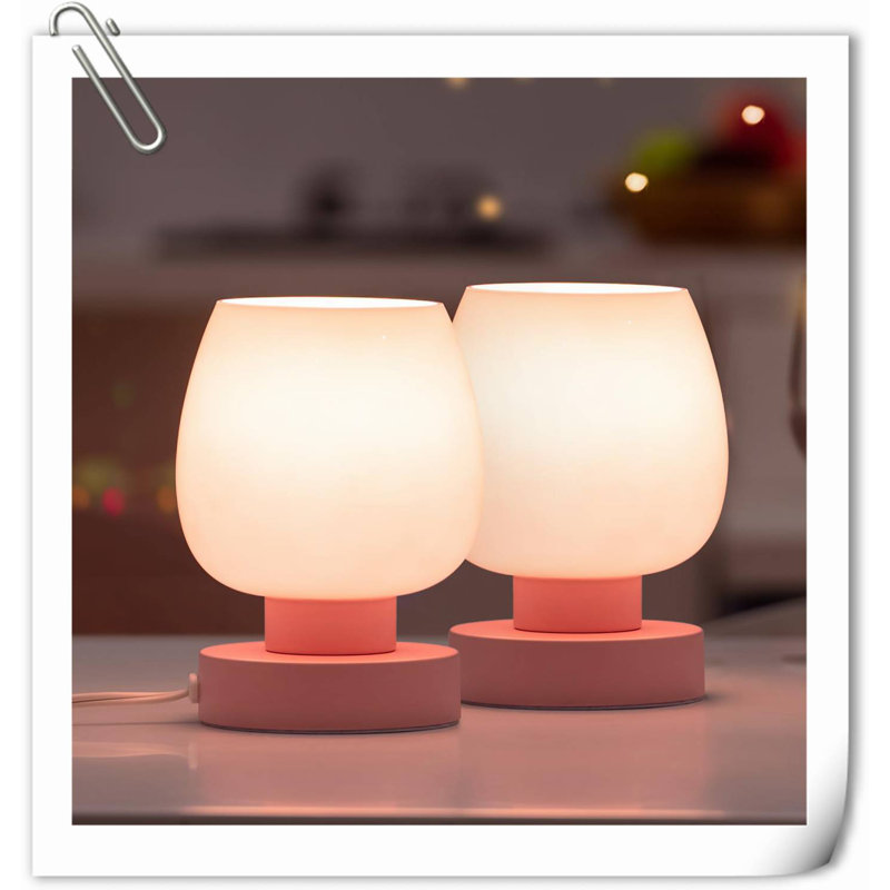 Triandos Glass USB Torchiere Lamp, Pink