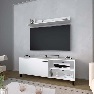 Meuble télé avec finition en mélamine et rangement ouvert