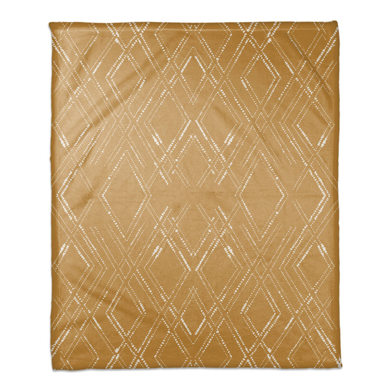 Hand Woven Throw Blanket, Gold/White