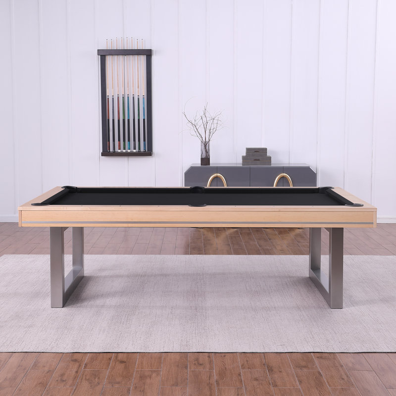 Table de billard en bois massif Harmony, 8 pi, Noir, Chêne Naturel