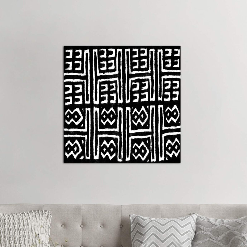 Mudcloth Black Geometric Design VII by Ellie Roberts - Wrapped Canvas Print, 93.98 cm H x 93.98 cm W x 3.175 cm D