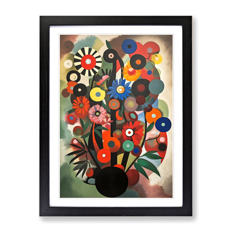 Bauhaus Flowers Vol.4 - Single Picture Frame Print, Walnut, 46cm H x 34cm W