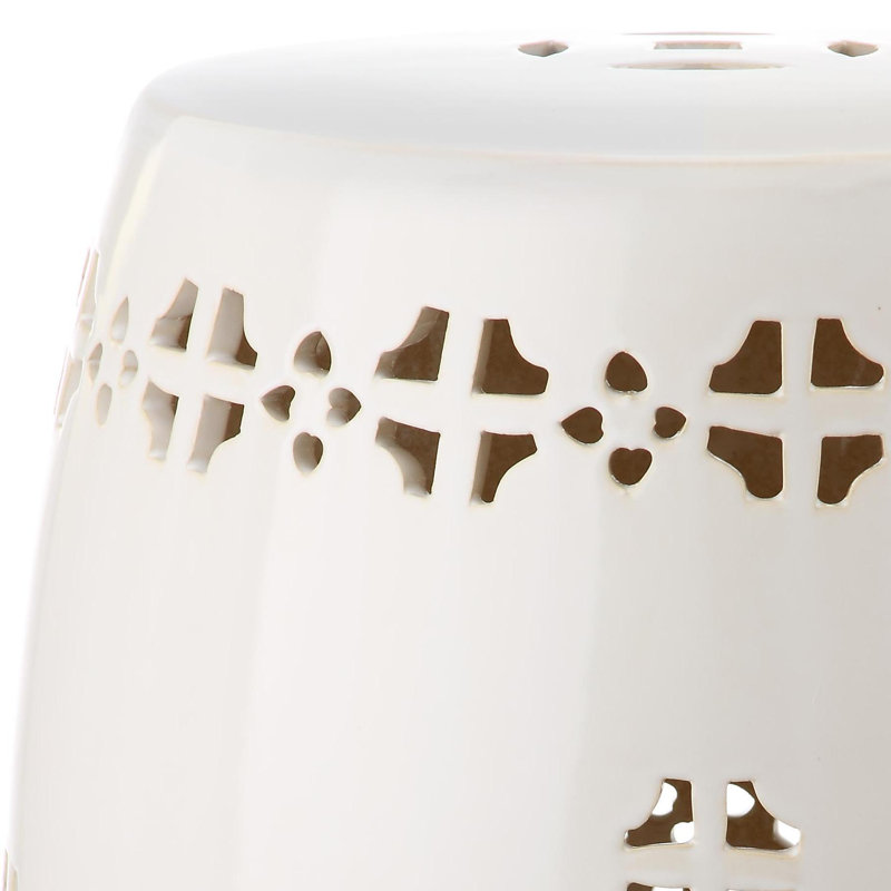 Tabouret de jardin en céramique Iowa Park, Crème