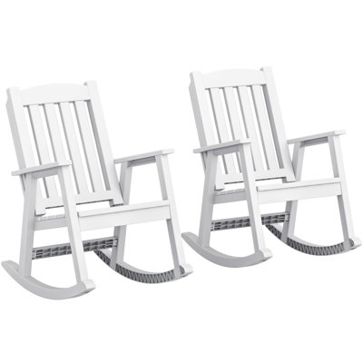 2-Pack Plastic Rocking Chairs for Outdoor Use, Perfect for Poolside, Patio, and Porch