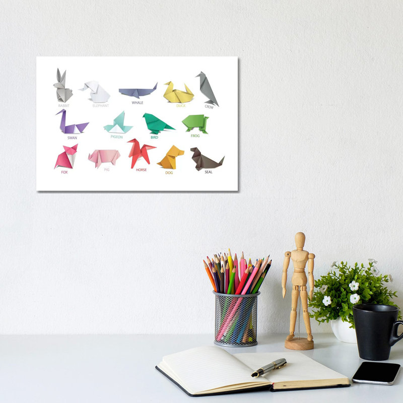 Origami Animals - Wrapped Canvas Print, 20.32 cm H x 30.48 cm W