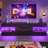 Kruszewski 60 inch  Glossy TV Stand Fits TV Up to 65 inch with Drawer and LED Light Stone Grain Media Console-1955815681