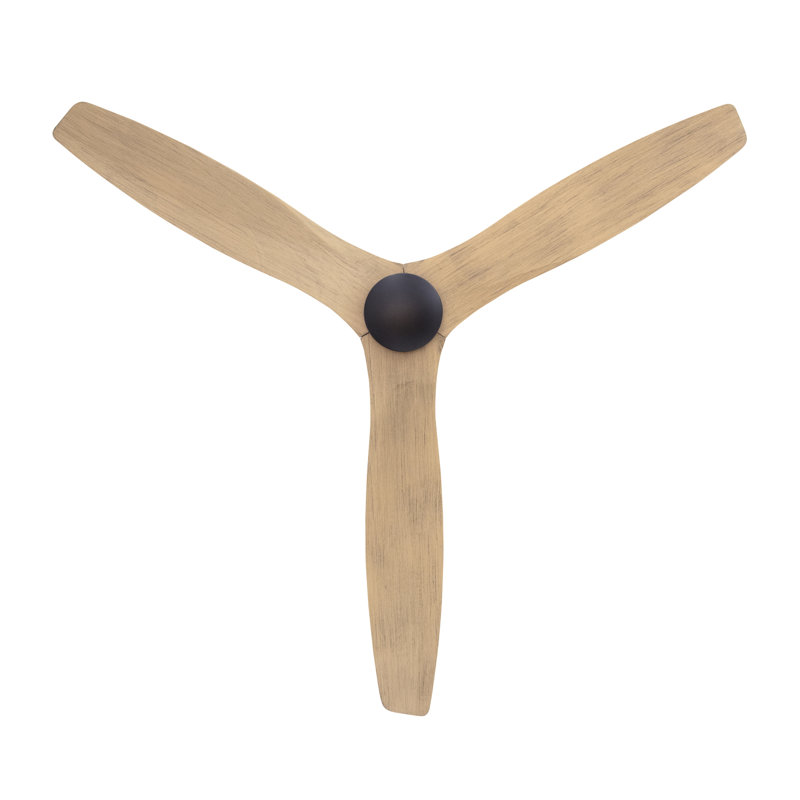 LeatherLuxe LED Downrod Ceiling Fan, Dark Bronze/Tan, Wall Control, Maple