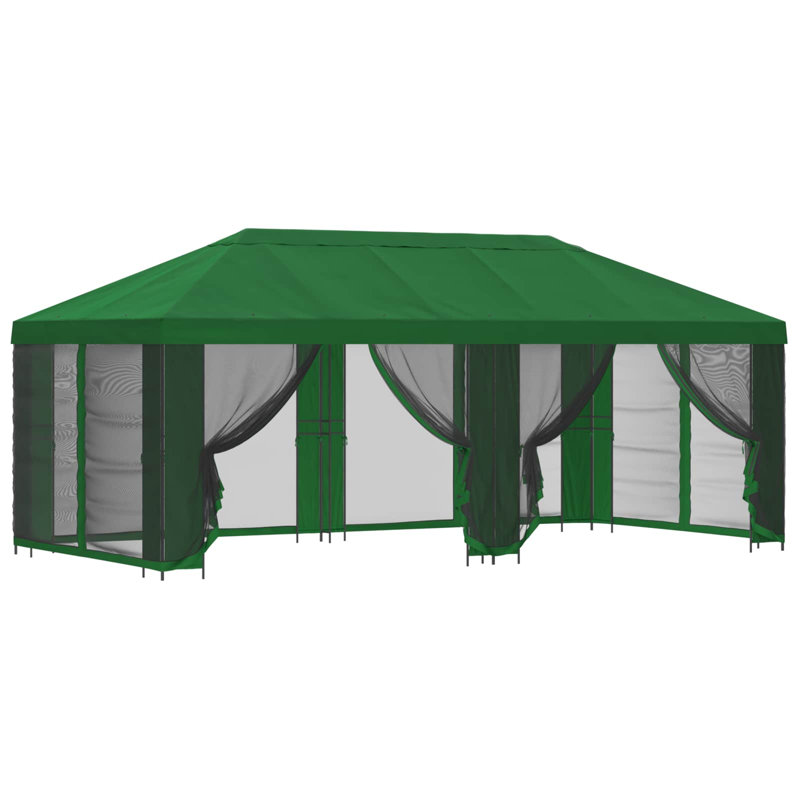 Vidaxl Gazebo Polyester And Steel, 276.5cm H x 600cm W x 300cm D, Green
