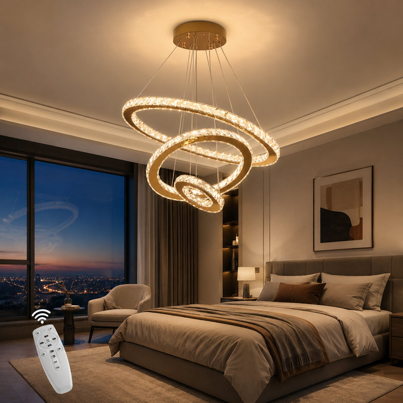 Lowellville 3 - Light Crystal LED Chandelier, Gold